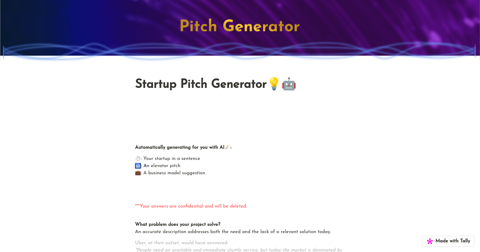 Generador de pitch para startups